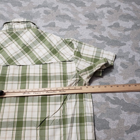 Cabela's Shirt Mens XL Green Plaid Pockets Short Sleeve‎ Button-Up - Picture 9 of 11